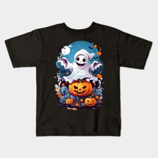 Halloween ghost and spooky pumpkins Kids T-Shirt